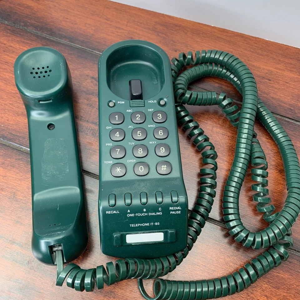 Teléfono/teléfono con cable Sony IT-B5 negro vintage con botón pulsador COMO ESTÁ PARA REPUESTOS Foto 3 de 4