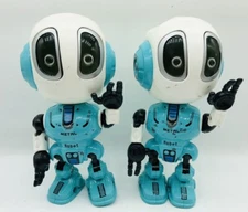 Lot 2 DITTO The Babble Bot Metal Robot Green USA Toys Voice 5" Figure For Parts