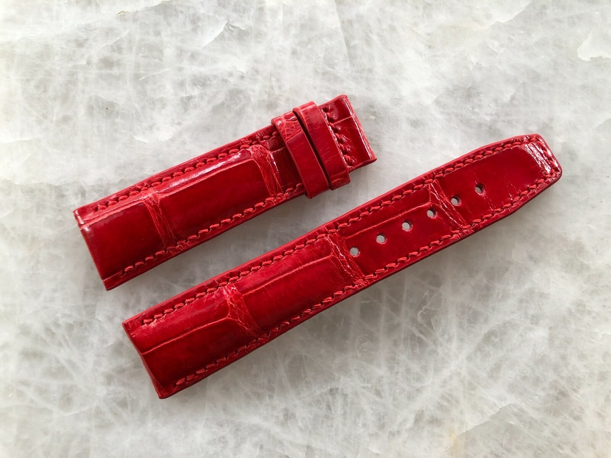 21mm/18mm Red Alligator Crocodile Embossed Leather Watch Strap Band