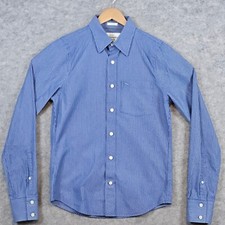Abercrombie  Fitch Men's Blue  White Striped Size S Muscle Dress Shirt Cotton
