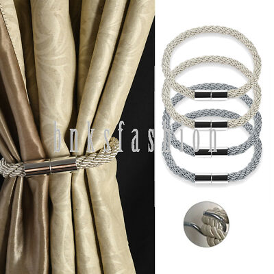4Pcs Magnetic Curtain Tiebacks Braided Rope Holder Decor Window Drapery Holdback