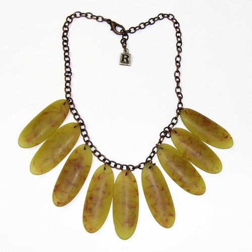 Sobral Retired Green / Brown Marble Beads Chain Artist Made Necklace - Picture 5 of 8