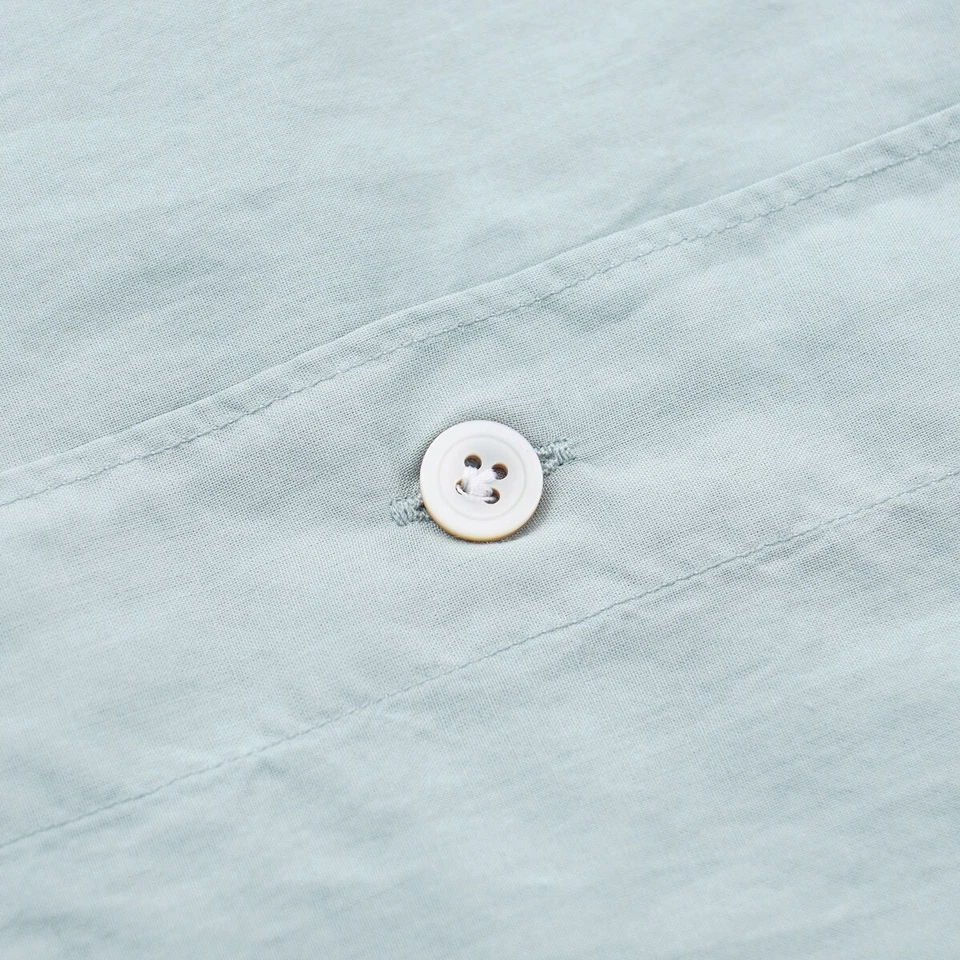 Camisa Finamore Napoli S/S 25 Verde Algodón Ligero con Cuello Banda 16 Nueva con Etiquetas Foto 4 de 4