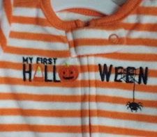Carter's My First Halloween Orange Striped Footed One Piece 3 Months