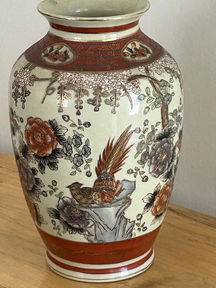 "Florero de 15"" Kutani finamente decorado firmado del siglo XIX" Foto 4 de 4