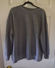Men's Gray Crew Neck Pullover Sweatshirt Long Sleeve Solid Regular XL