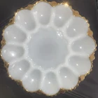 Vintage Anchor Hocking white milk glass deviled egg platter