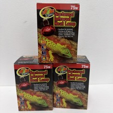 Zoo Med - Nocturnal Infrared Heat Lamp 75W Red Reptile Heat Bulb - 3 PACK