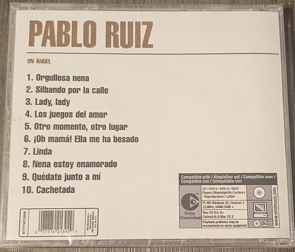 PABLITO RUIZ CD "UN ANGEL" LATIN AMERICAN IMPORT Foto 2 de 2
