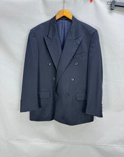Vintage Yves Saint Laurent DB Peak Lapel navy Wool blend jacket blazer US 44R