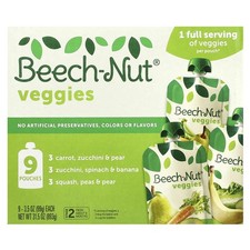 Veggies, 6 Months, Variety Pack, 9 Pouches, 3.5 oz 99 g Each