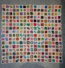 Vintage Handmade Crochet Granny Square Afghan Blanket Multicolor 50x53