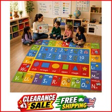 Educational Rug: ABC Alphabet, Numbers Shapes - 3x5' Playmat - Interactive ...