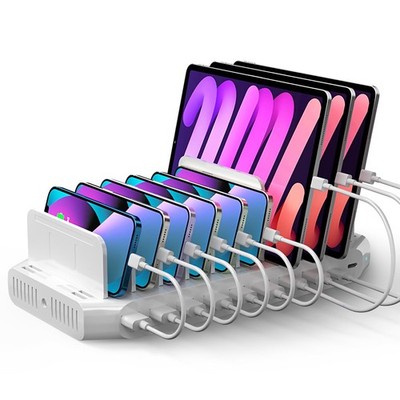 USB C Charging Station, 120W 10 Port Type C Charging Organizer for Multiple D...