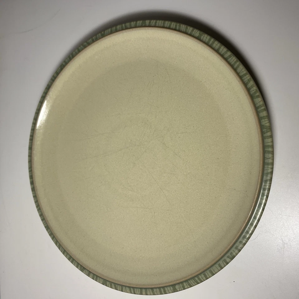 3 x Denby Calm Side Plates (23cm) Stoneware Plates Light Green Stripe - Image 3 of 4