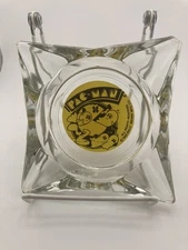 RARE Vintage 1982 Pac-Man Ashtray Bally Midway Mfg Co Advertising Glass Ashtray