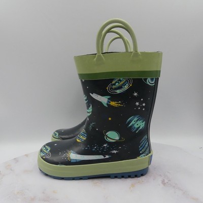 Stephen Joseph Rain Boots Toddler Boys Size 9 Space Rocket Planets Rubber Kids