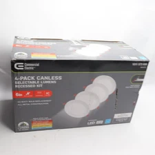 (4-Pk) Commercial Electric LED Ultraslim Canless Recessed Light 6"
