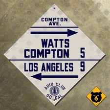 California ACSC Watts Compton Los Angeles directional highway road sign 12x12