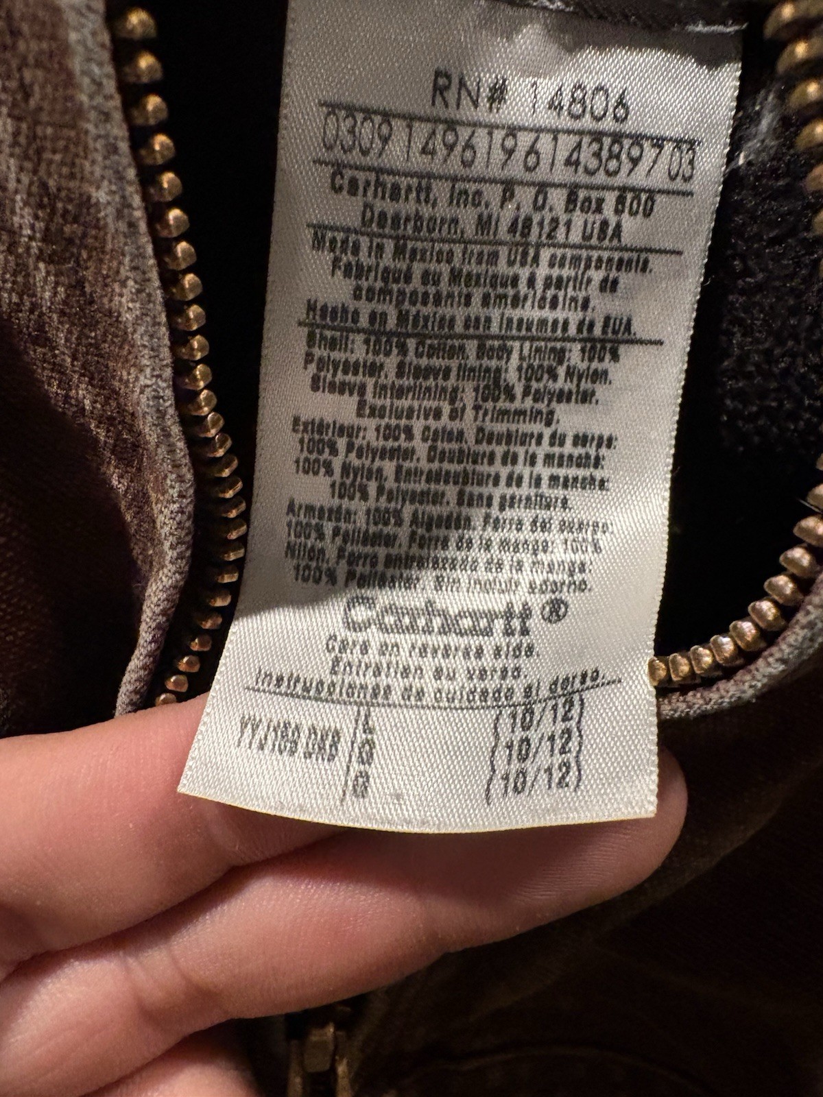 Carhartt VTG Jacket Fleece Lined Youth L 1/12 YYJ159 DKB Dark Brown Hooded Coat thumbnail 9