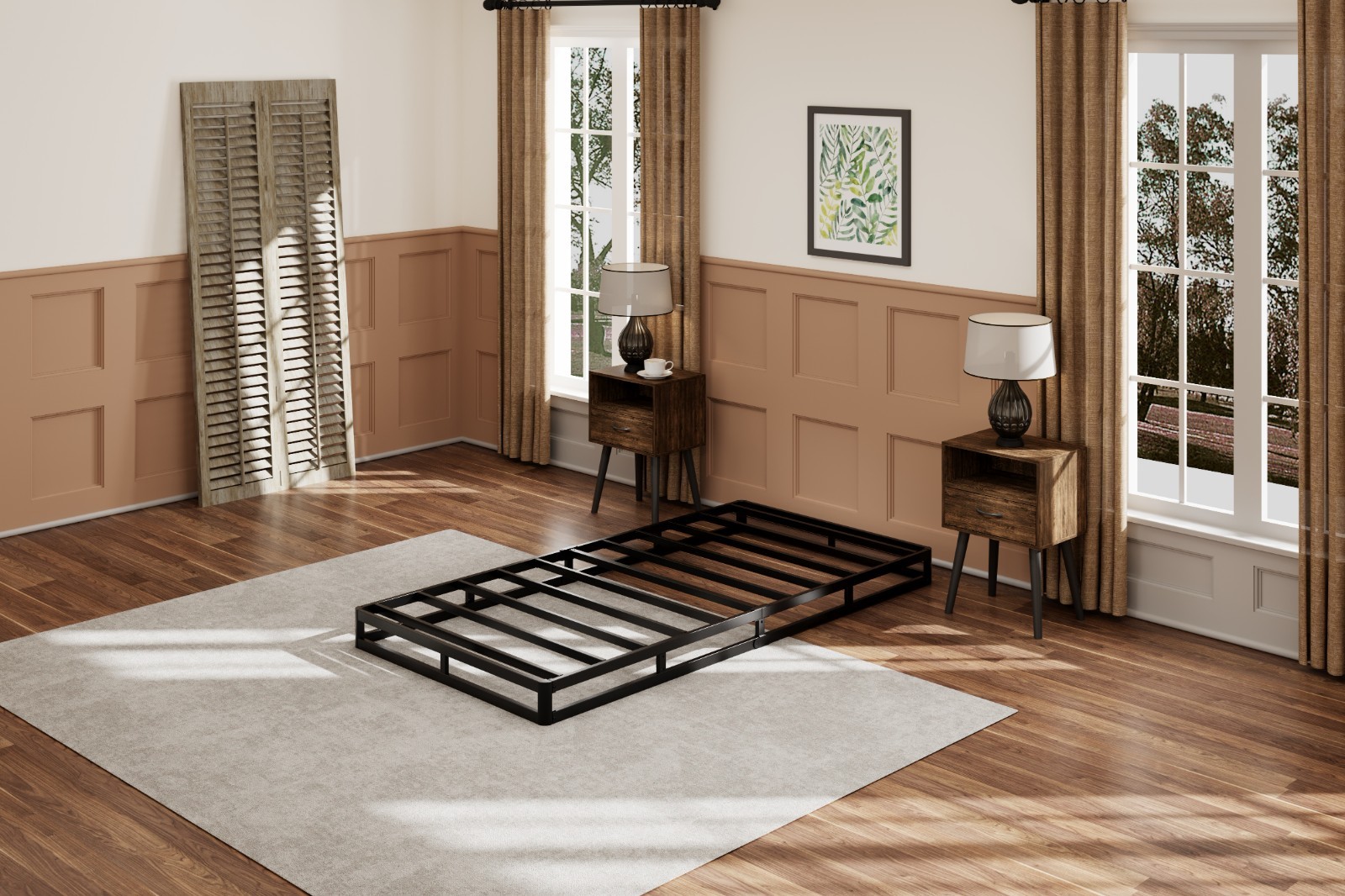 5 Inch Box Spring Bed Base，Foundation with Easy Clean Fabric Cover，Noise Free