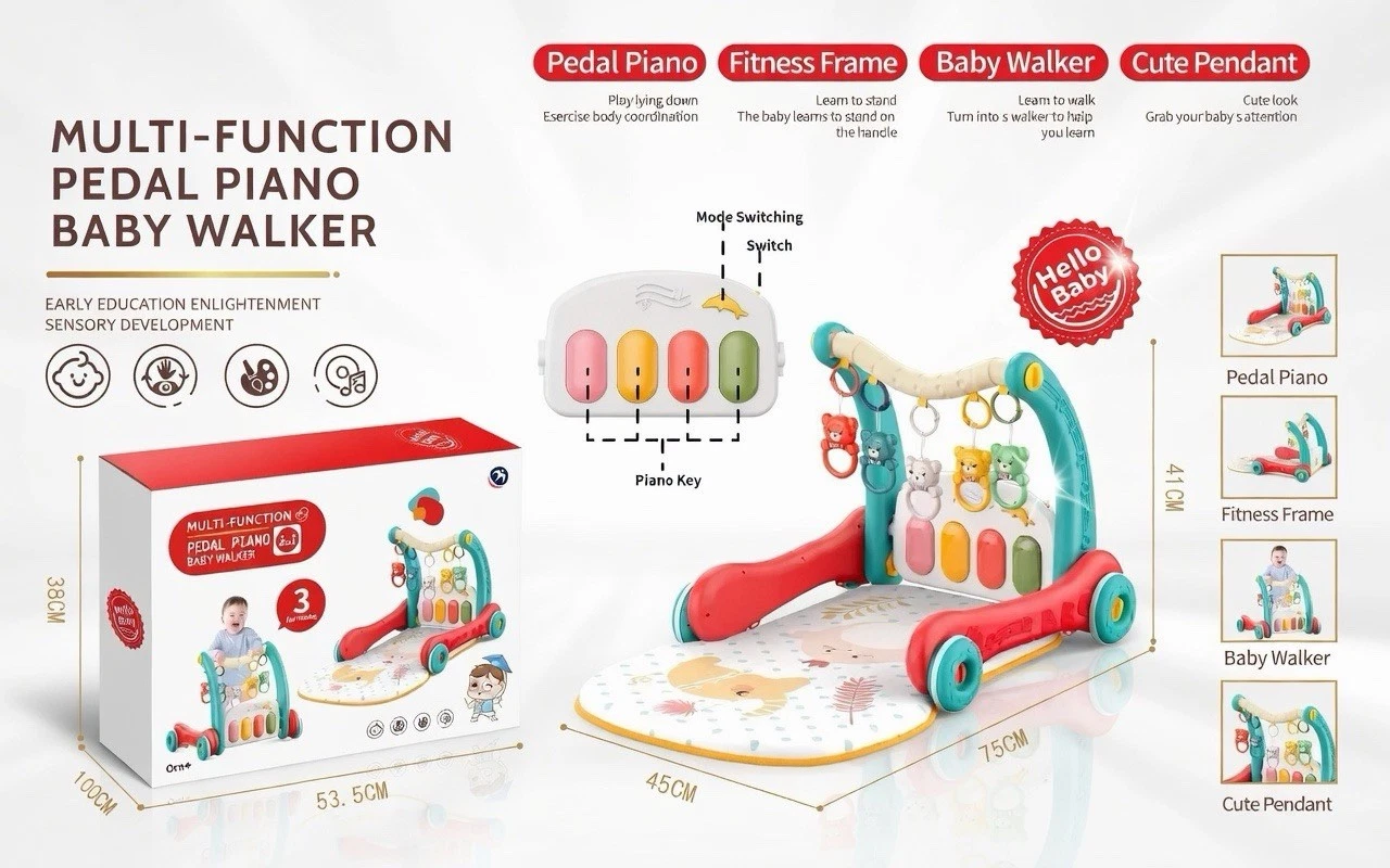 Pedal Piano Baby Walker 3-in-1 – Baby Walker, Fitness Frame & Piano Play Mat 6M+
Opens in a new wind