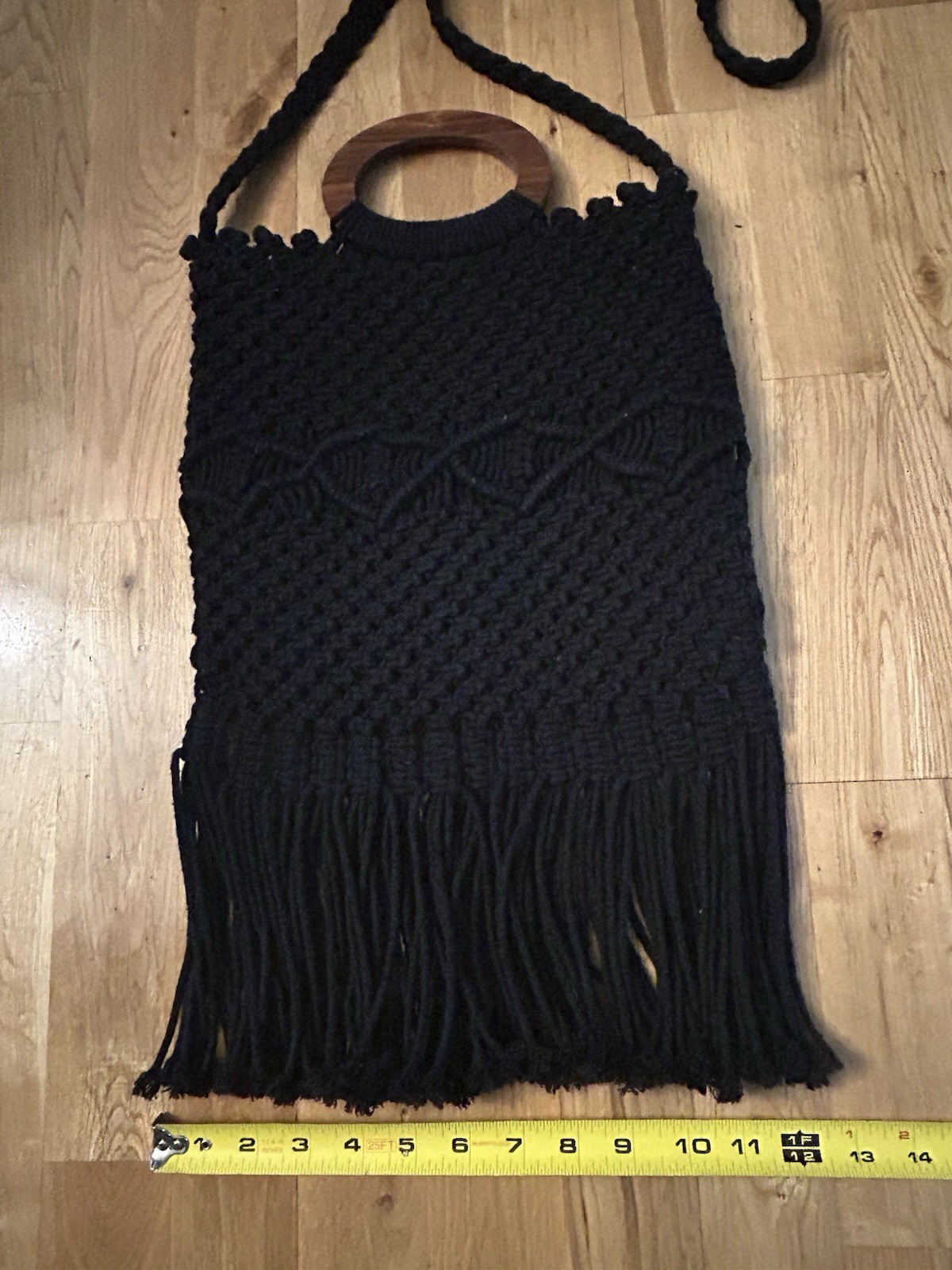 Danielle Nicole Macrame Crochet Black Bag With Wo… - image 10