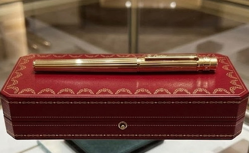 Cartier Santos de Cartier Rollerball Pen Full Gold Luxury Writing Instrument Box