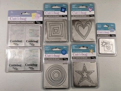 Provo Craft Cuttlebug Cutting Dies Cats Concentric Hearts Shape Designs Lot