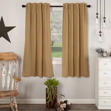 Farmhouse 63"x36" Panel Pair Tan Rod Pocket Simple Window Curtains VHC Brands