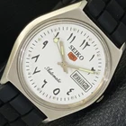 SEIKO 5 AUTOMATIC 6309A VINTAGE JAPAN MENS ARABIC WHITE DIAL WATCH a701414-1