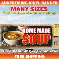 HOMEMADE SOUPS Advertising Banner Vinyl Sign Dinner Breakfast Lunch Hot Food Bar