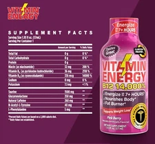 (12 Pack) Vitamin Energy® B12 14,000% Pink Berry Energy Shots, Clinically Proven