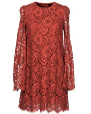 New £1480 DOLCE & GABBANA Rust FLORAL LACE Mini Dress 42 IT / 10 - 12 UK Bnwt