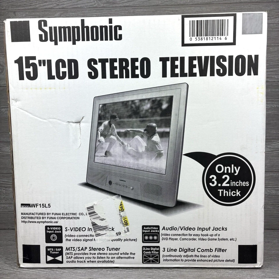Symphonic 15" Flat Panel TV LCD/Retro Gaming Ports, WF15L5 Portable Boat RV - Image 2 of 4