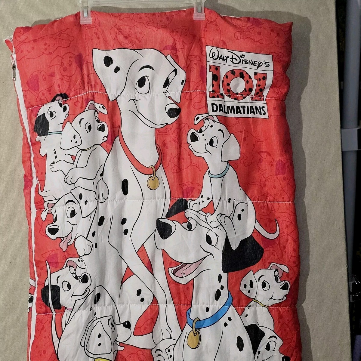 90s Vintage 101 Dalmatians Red Sleeping Bag Disneyana Collectible