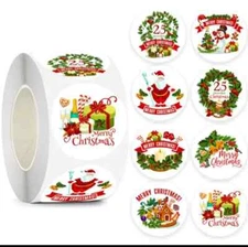 100 CHRISTMAS ASSORTED 1" STICKERS LABELS SEALS Thank You Party Favors