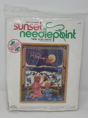 Sunset There Goes Santa Kids Waiting Christmas Eve 9x12'' Needlepoint Kit 6075