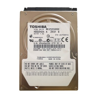 Toshiba MK2555GSX 250GB 5400RPM SATA 2.5'' Laptop HDD Hard Disk Drive