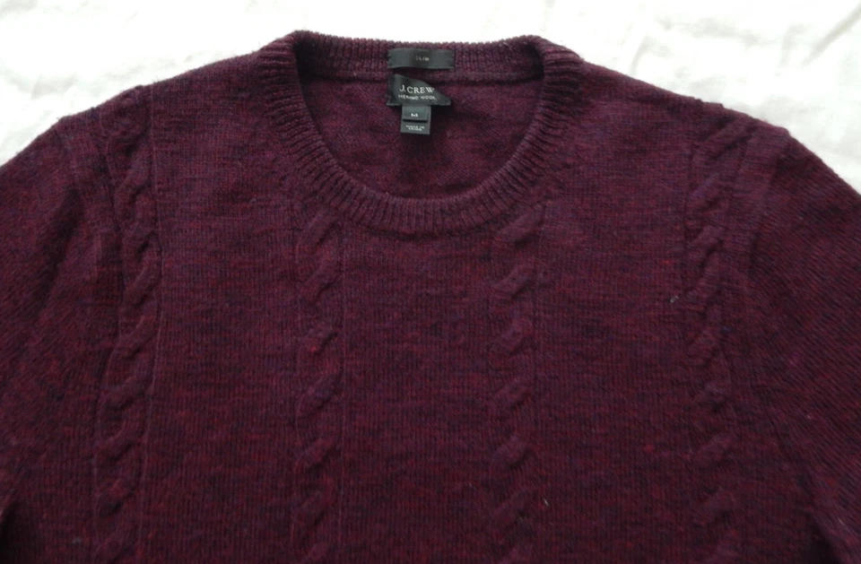 Suéter Pullover Lana Merino Púrpura Sólido Cuello Redondo - Mediano Delgado Para Hombres J. Tripulación Foto 4 de 4