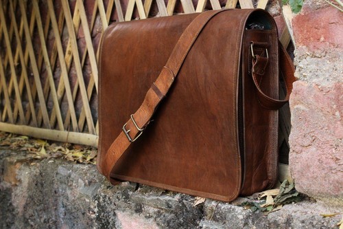 Para hombres cuero genuino de colección artesanal de Mensajero Bolso  Bandolera Bolso De Laptop | eBay
