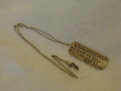 Alisa Michelle 'Integrity' Quote Pendant Necklace - 24k Gold Plate & Pewter NEW