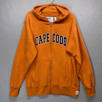 Cape Code Sweatshirt Company Hoodie Mens Large Orange Full Zip Embroidered