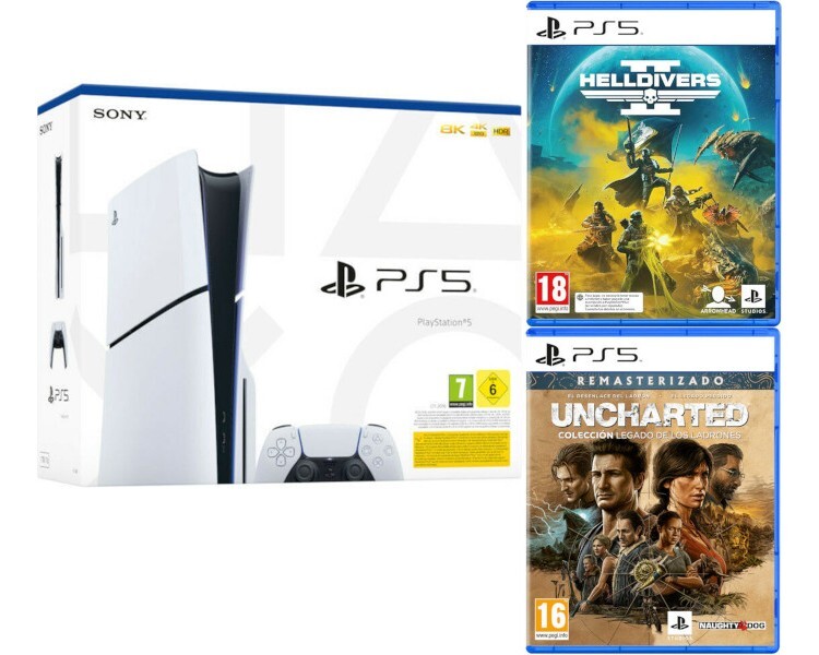 PS5 Slim Bianca Con Lettore + Uncharted Legacy Col Helldivers II (204431)