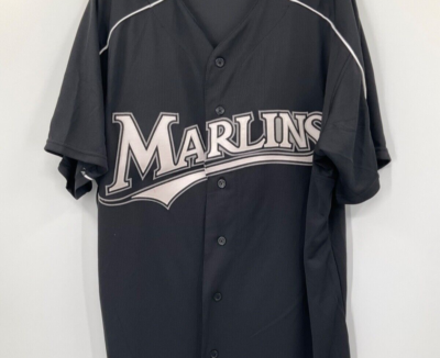 MIAMI MARLINS GAME USED BLACK MAJOR LEAGUE MAJESTIC JERSEY SIZE XL