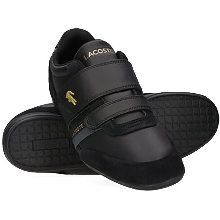 100% Authentic New LACOSTE Men's Sneakers Misano Strap 0320 Suede Black Shoes