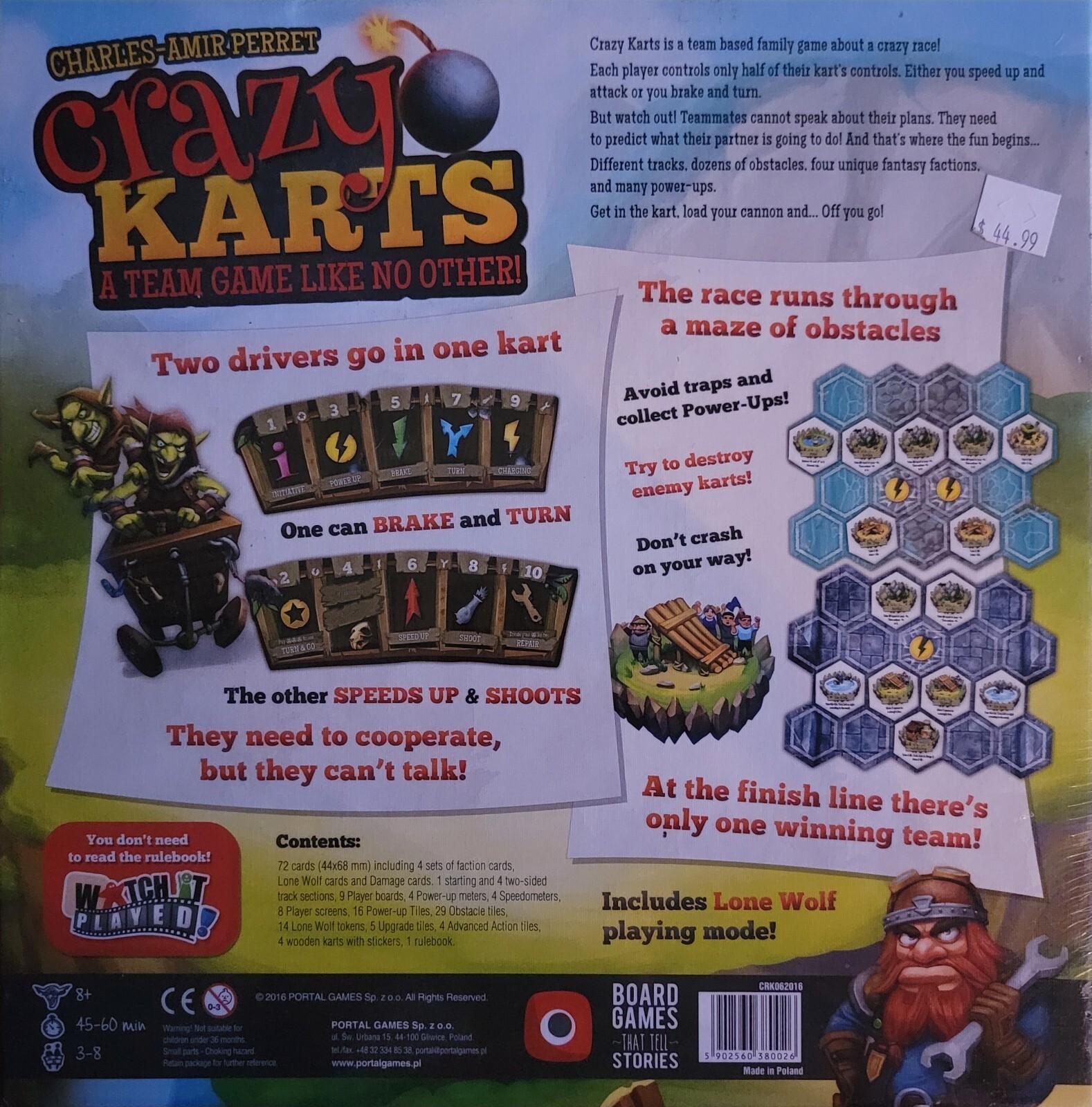 Crazy Karts Board Game Family Fun Crazy Racing Board Game NEW/SEALED