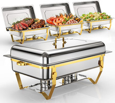 Gold Chafing Dishes Set of 4, 9QT Stainless Steel Buffet Server