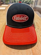 Peterbilt Trucker Hat Mens OSFA Red Black White Snapback Mesh Cap BDA Logo