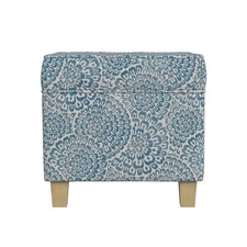 HomePop Cole Classics Square Storage Ottoman with Lift Off Top Blue and